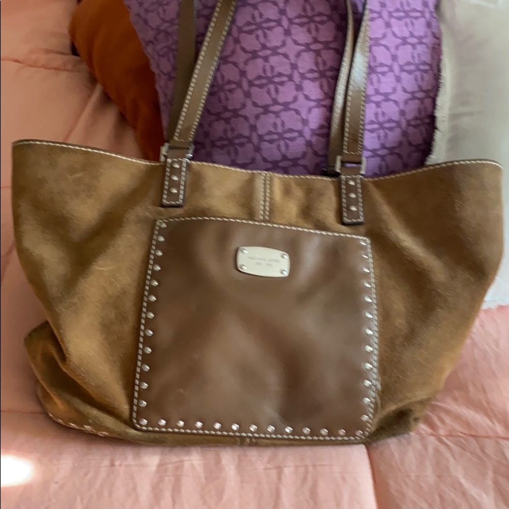 MICHAEL KORS brown suede bag